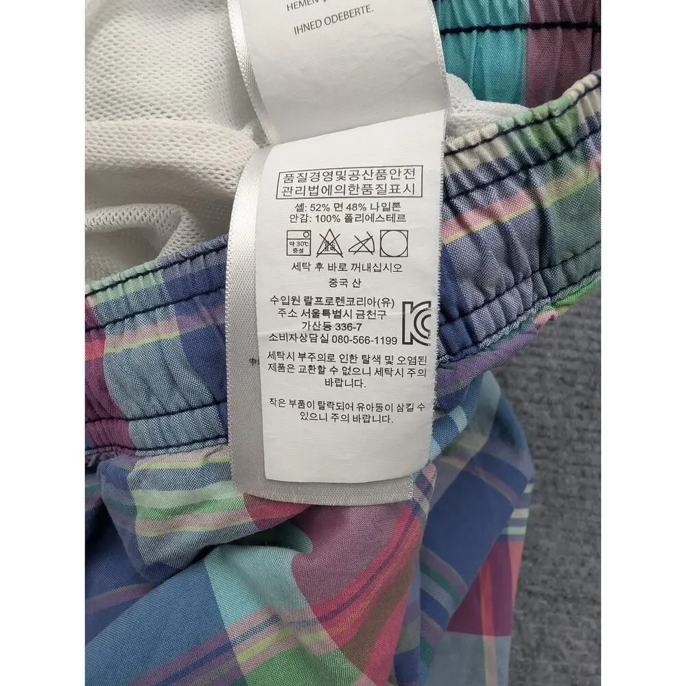 Polo Ralph Lauren Swim Trunks Boys XL Plaid Preppy Retro Pocket Lined Coastal